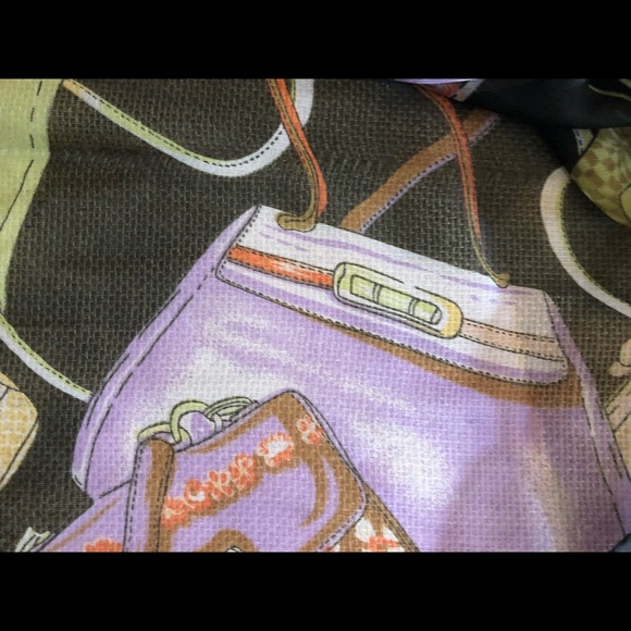 Black Rectangular Scarf with Handbags Print 20x66 - Picture 2 of 2